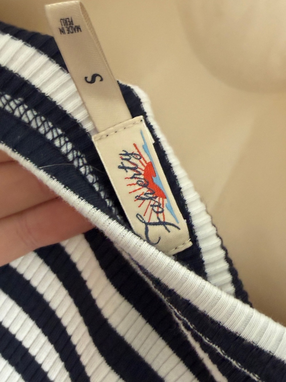 Faherty Navy & White Stripe Cotton Blend Top (Size Small) - Picture 7 of 7